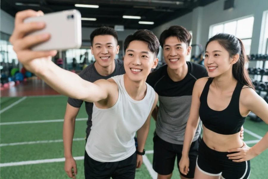 运动爱好者欢乐合影